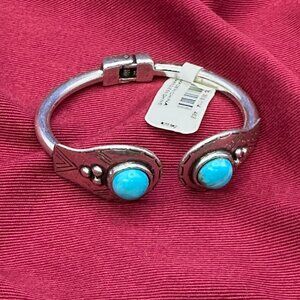 Express Turquoise Colored Stone & Silver-Tone Hinged Bracelet NWT